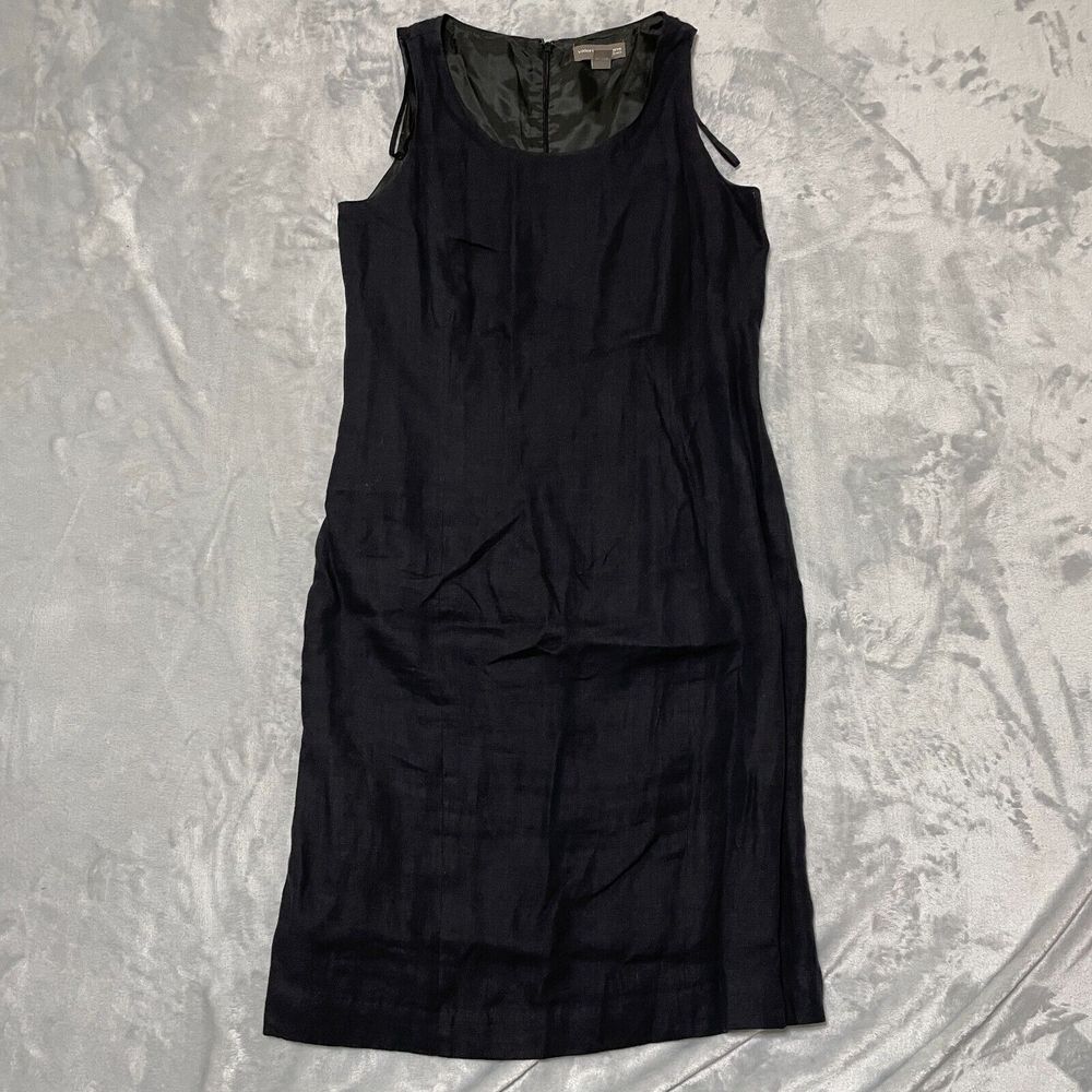 Valerie Stevens Dress 8 Black Pure Linen Acetate Lining Slit
